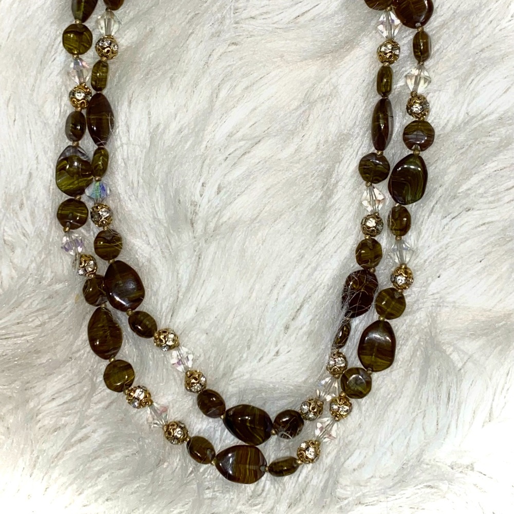 Vintage MURANO Swirl Antique 1940s Blown Glass Necklace